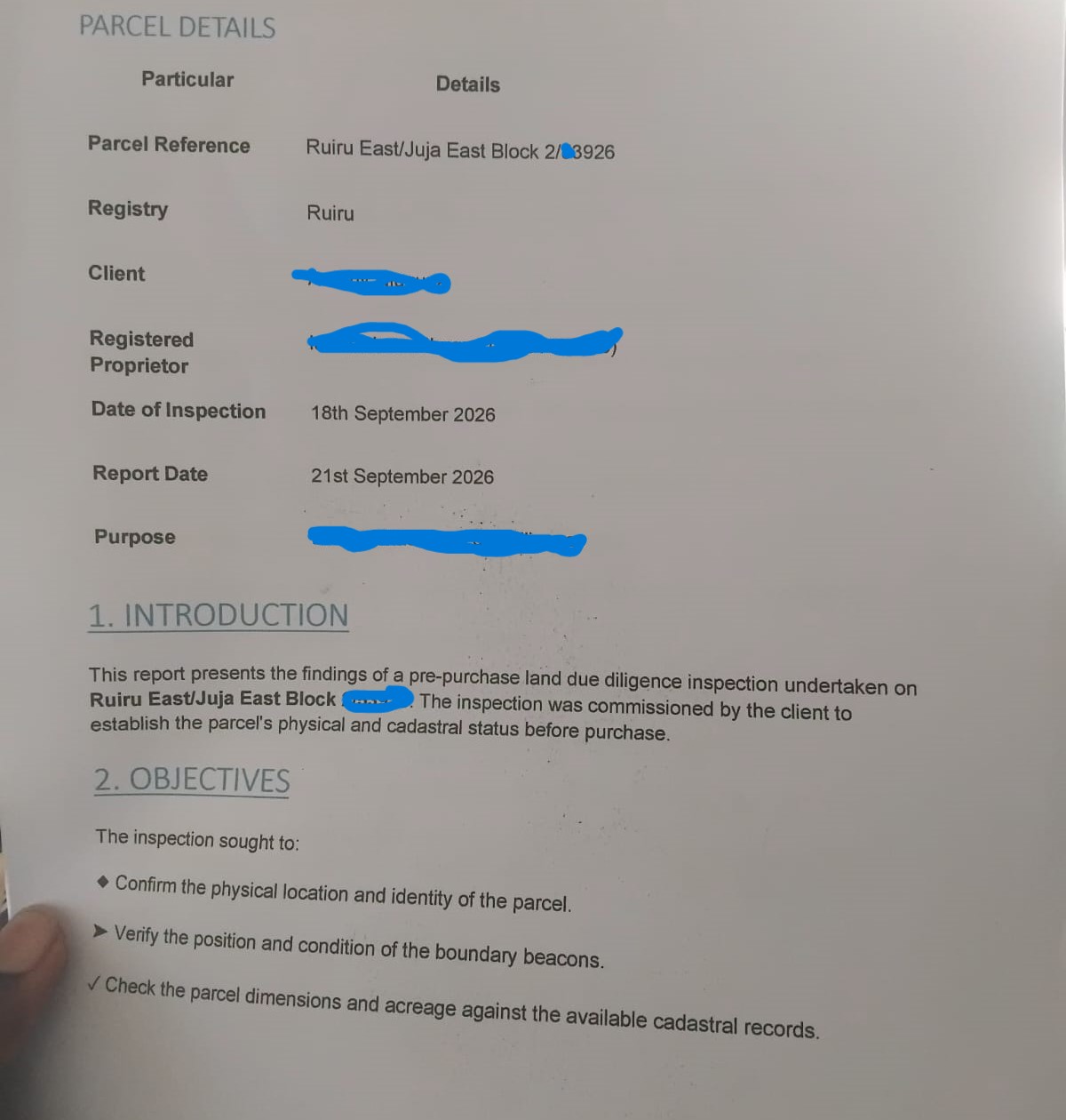 Report by a Land Surveyor to Court